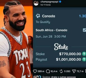Drake lucra com aposta