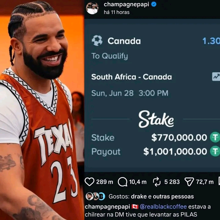 Drake lucra com aposta